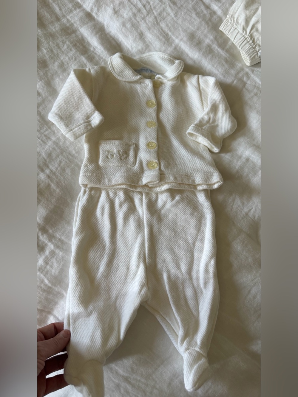 Tartine et Chocolat white Knit Baby Two-Piece Set 3 months